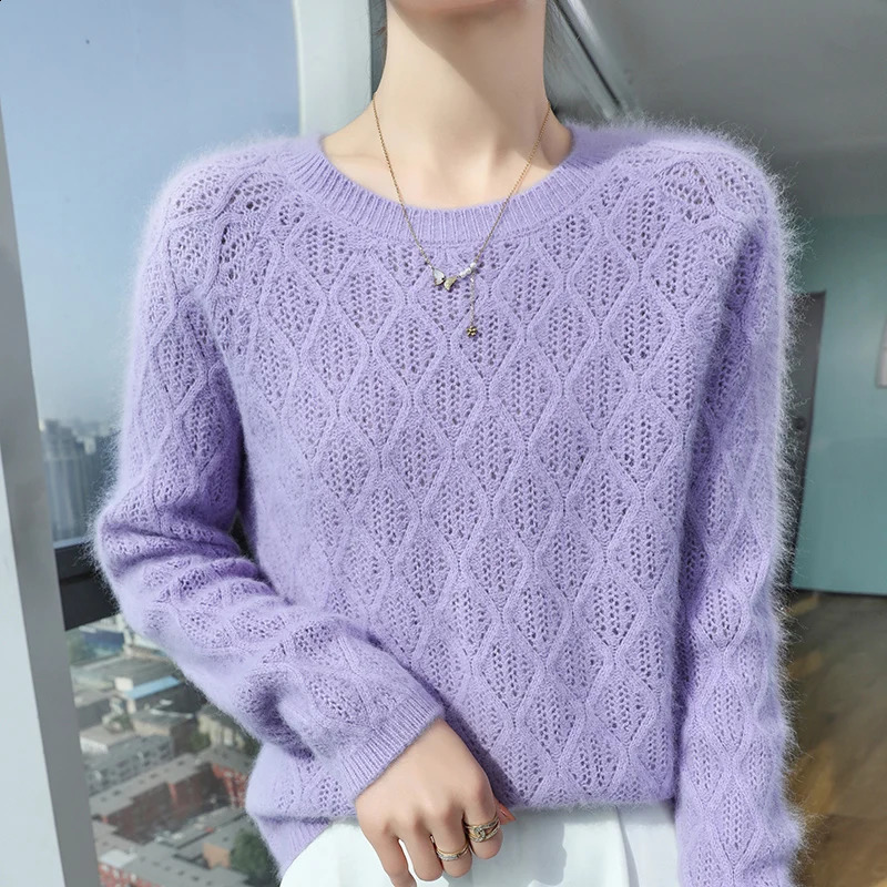 Autumn Winter Women 100 Pure Mink Cashmere Sweater Thicken Pullovers Fashion Knit Jumper Warm Large Size Tops Female Jacket 261008