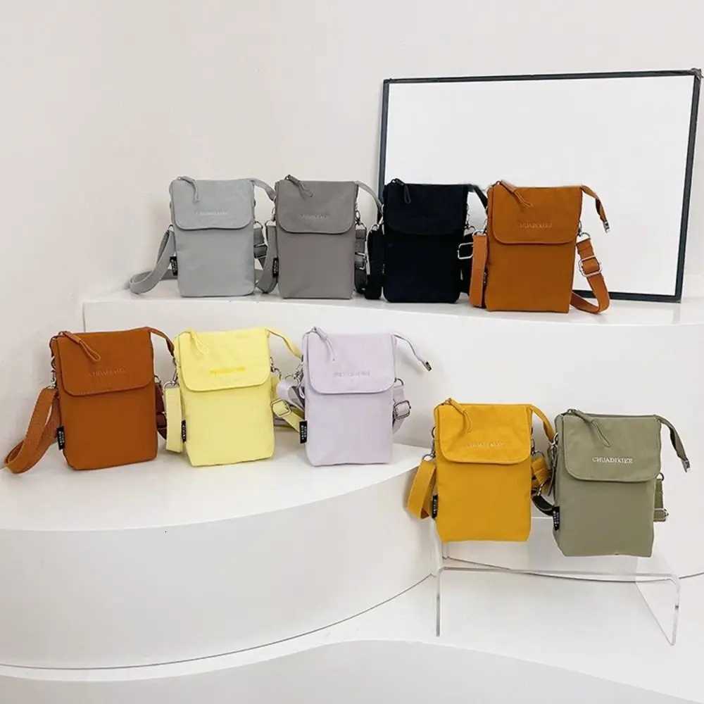 Shoulder Bags Trendy Nylon Phone Bag Solid Color Mini Size Coin Purse Ultra Lightweight Adjustable Strap Crossbody Bag Unisex H261016