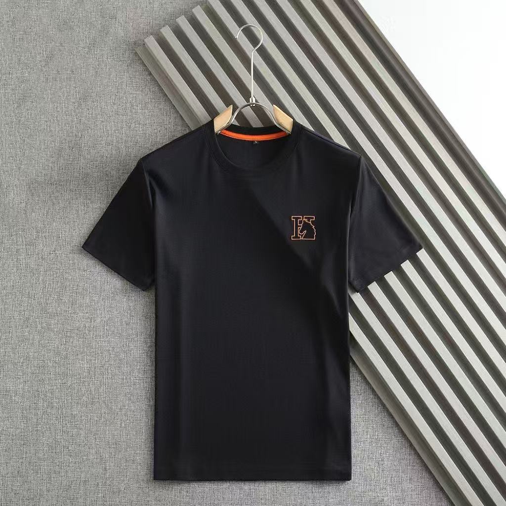 Mid-to-young adult trendy casual men's shirt - Cotton summer new style short-sleeved embroidered men's half-sleeved basic round-neck T-shi