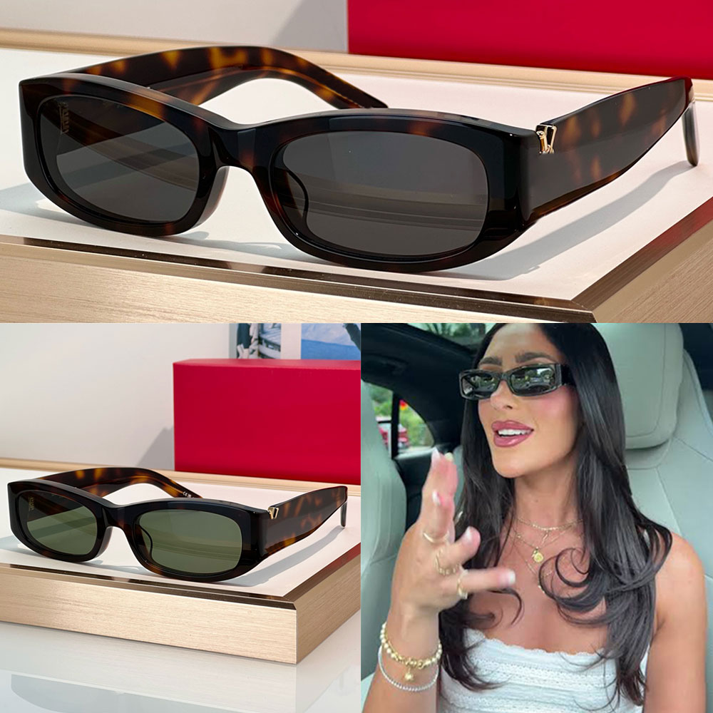 SLM152 RECTANGULAR TORTOISESHELL SUNGLASSES Brand Mens Designer Acetate Frame Sunglasses fashion style womens daily summer outdoor goggles with box