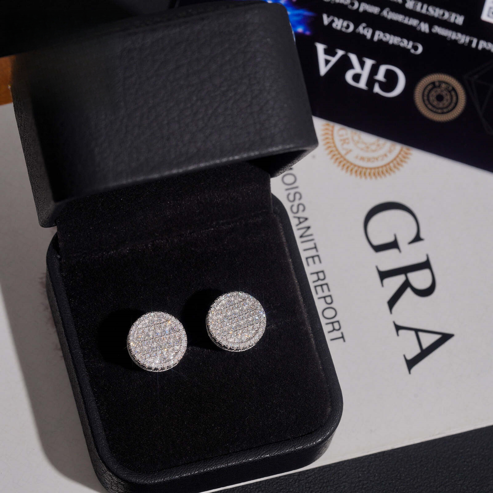 bestseller: S925 silver moissanite disc 12mm round earrings, hip-hop jewelry, available for drop shipping