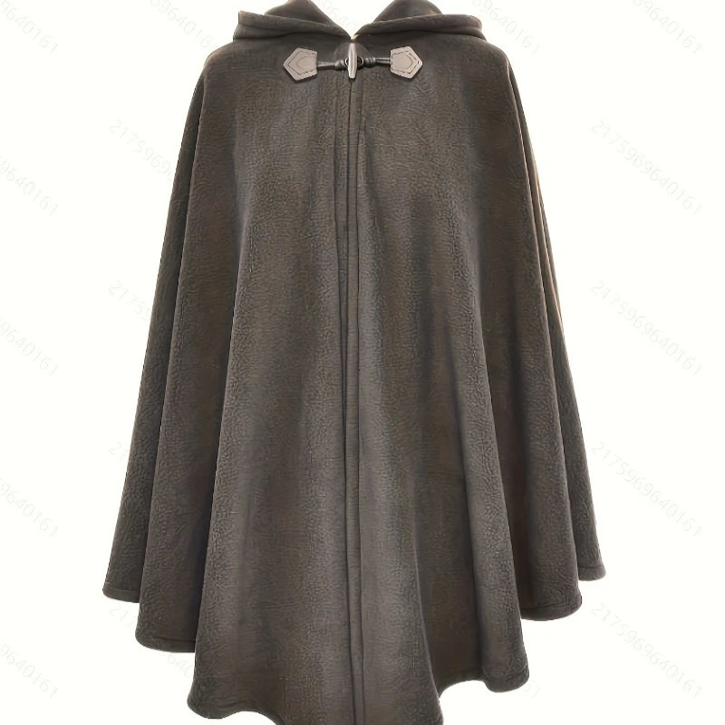 Women's Wool Hooded Cape Poncho Slimming Toggle Button Cloak Shawl Solid Color Fringed Pullover for Winter Fashion 261015