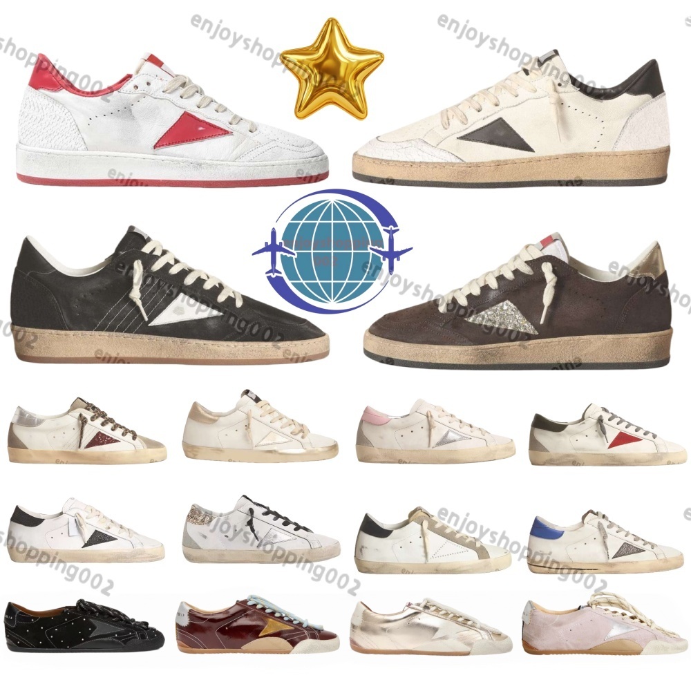 New Designer Ball Star Loafers Golden Sneakers Super-star S Shoes Leather Italy Dirty Old Shoe True-Star Brand Women Men Casual Star Trainers 35-45