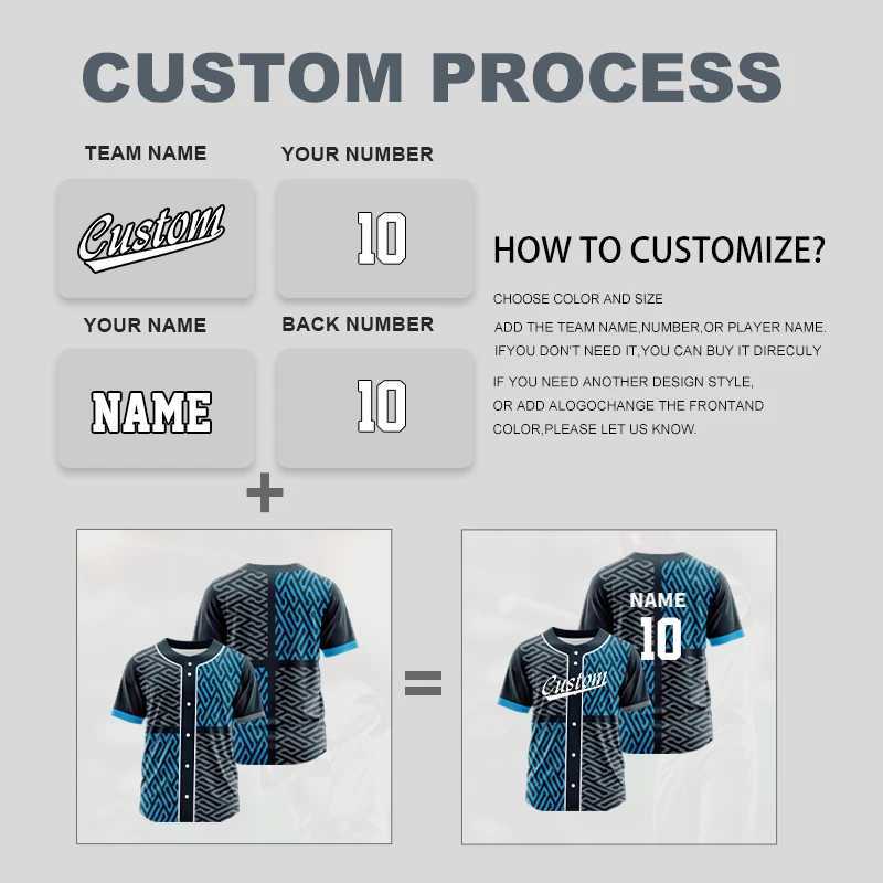 T-Shirts Men Button Sublimation Men's Baseball Jersey Adults Custom Quick Dry Baseball Wear Uniforms Personal T-shirt Breathable Jersey VL1544W