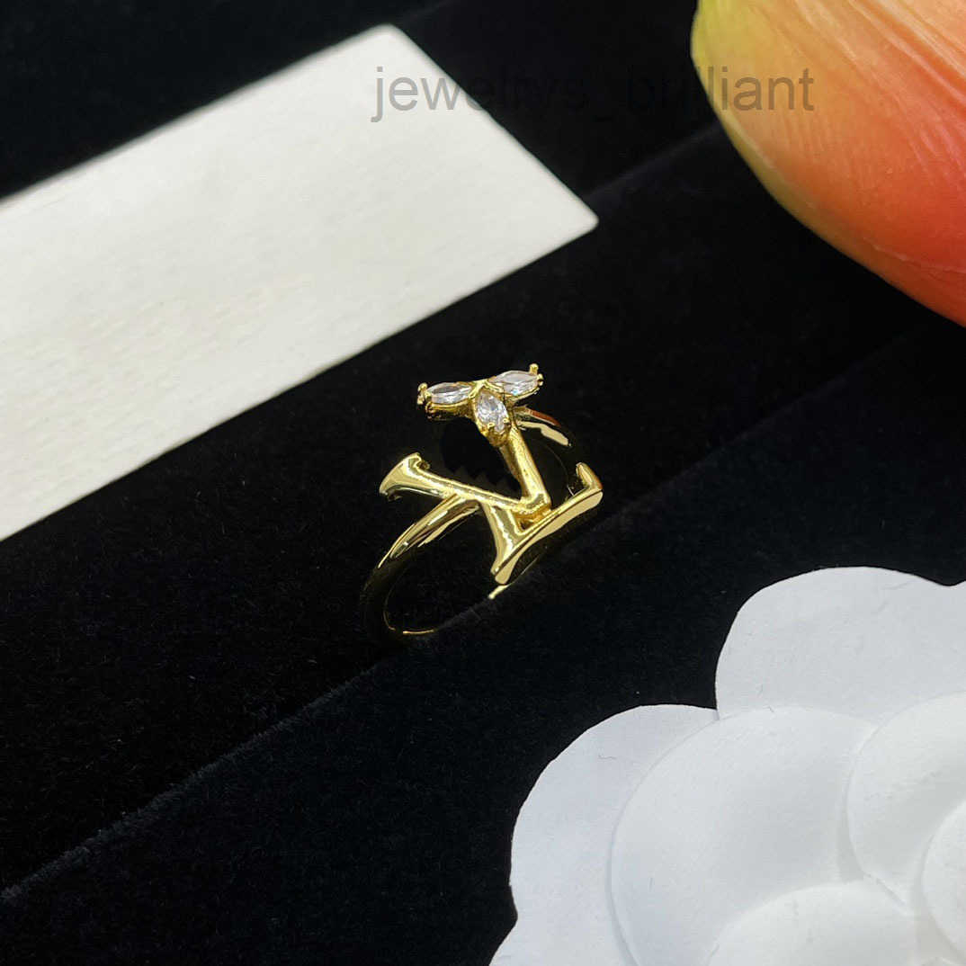 Designer Ring - Luxury Letter Crystal Ring - Adjustable Ring with Opening - Stainless Steel - Women's Style - Men's Style - Party Fashion