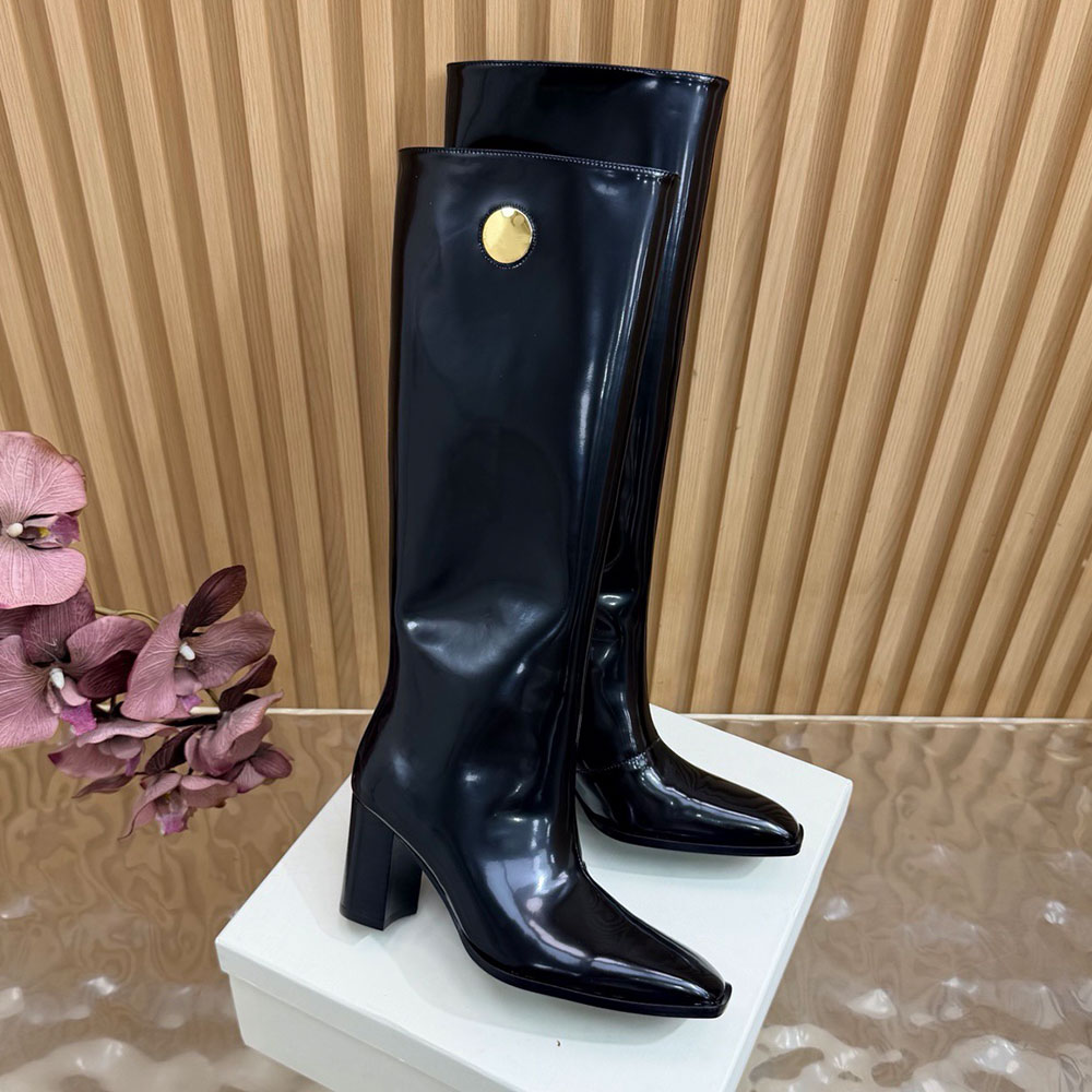 Leather Boots Womens Designer Knee High Boot Fashion Luxury Boot Smooth Cowhide Knight Boots High Quality Brand Autumn Winter Boots Leather Lining S