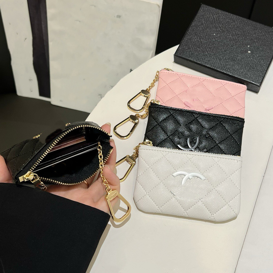 Designer KEY POUCH Zipper Purses Money Mini Women Mens Key Chain Ring Credit Card Holder Vintage Small Coin Purse Wallet Bags Pendant Accessories
