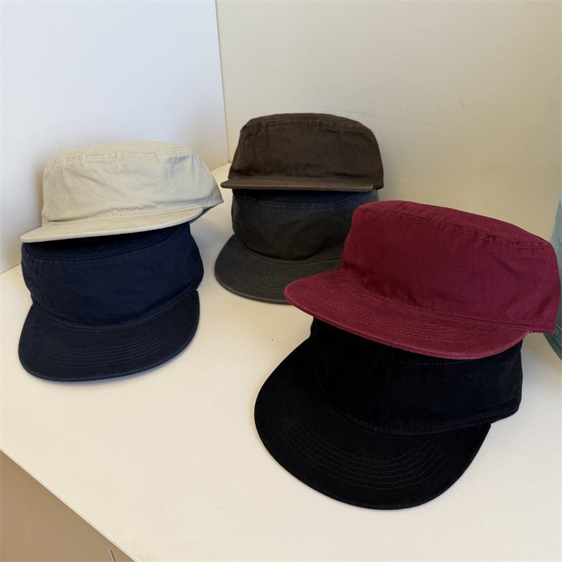 Solid color minimalist new style oldmoney aesthetic flattop duckbill retro widebrimmed lettered flatbrim baseball cap duck tongue cap
