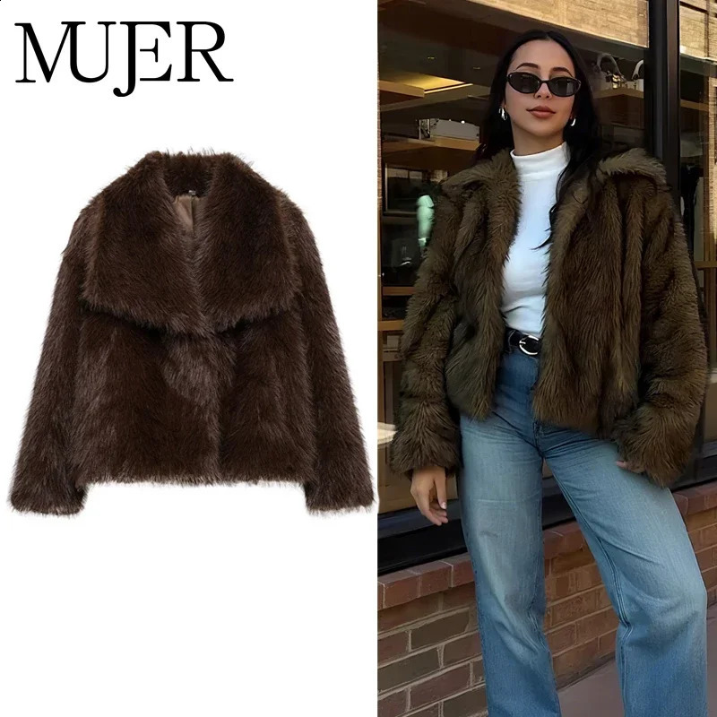 MUJER Faux Fur Hairy Coat Woman Warm Winter Fluffy Women Plush Jackets for Outerwears y Women's Teddy Coats 261008
