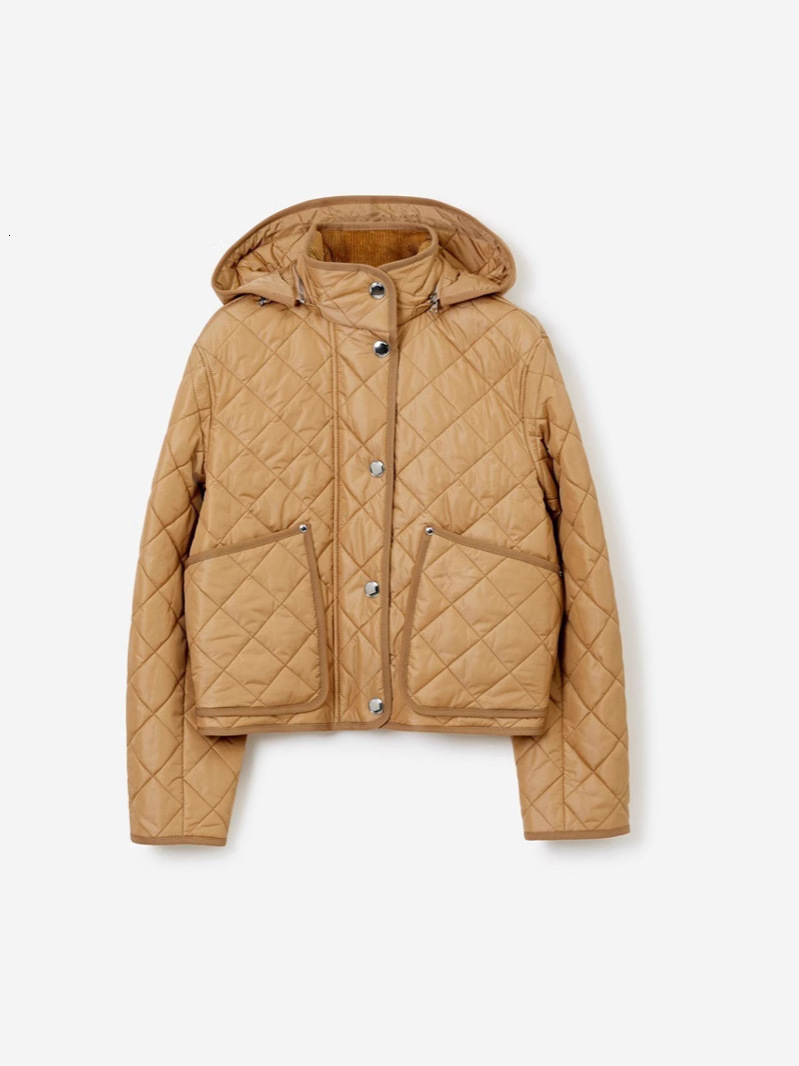 High-quality women's quilted corduroy collar detachable hood short jacket for autumn and winter, warm cotton puffer coat