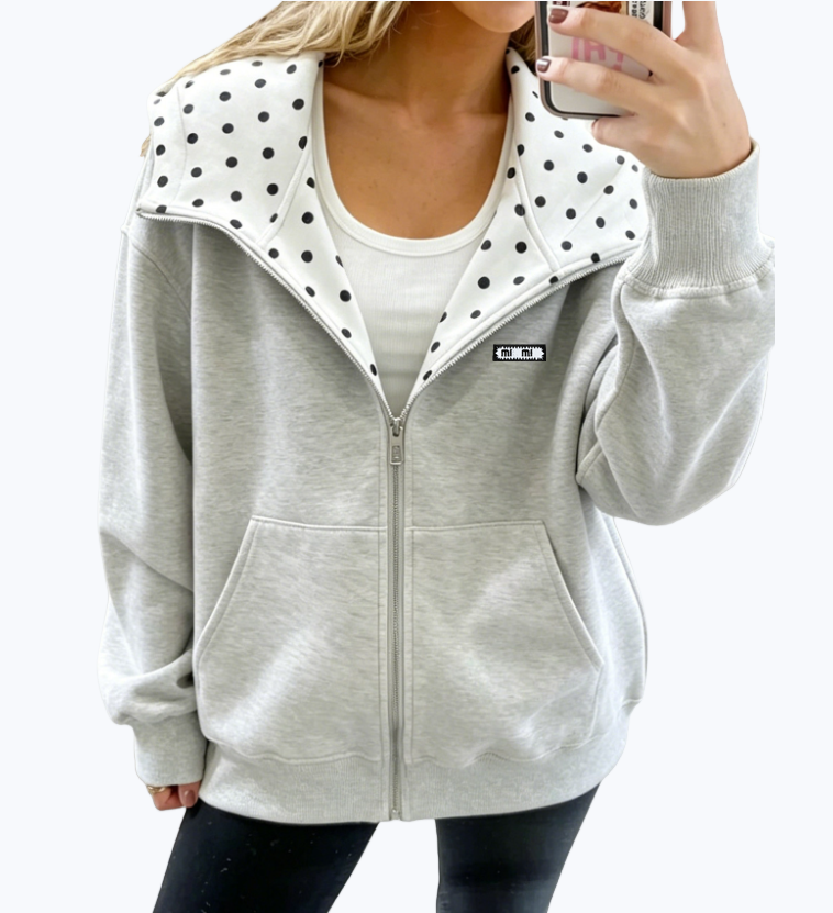 Designer Womens Zip Up Hoodies Y2K Casual polka dot sweater hoodie jacket Casual Hip Hop Streetwear Jacket Suitable for wearing during yoga exercise
