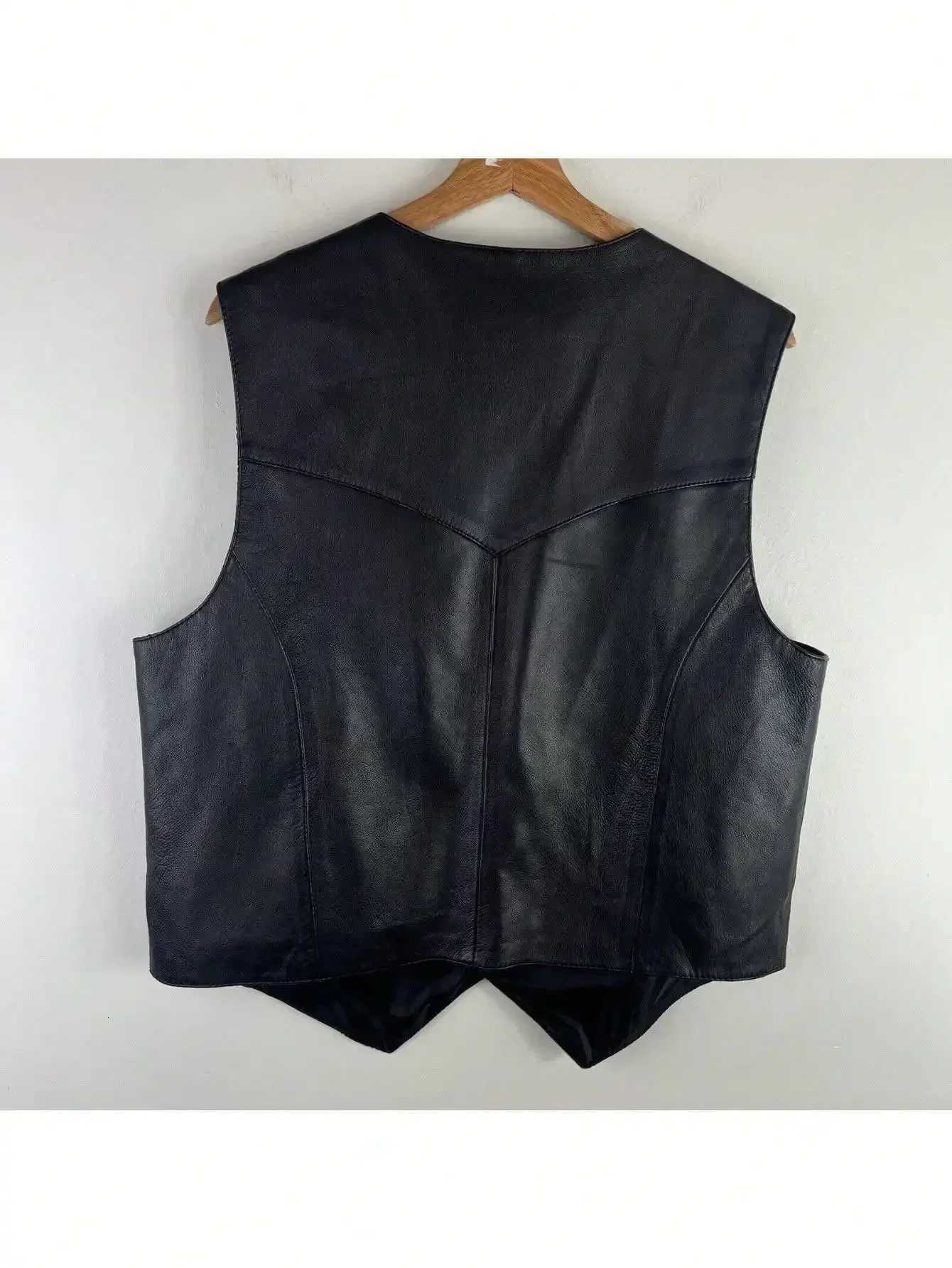 Soft LISDINOLisdinoMen Men's 100% Vests Leather Vest Snap Western Mens Gift Holiday Attire Informal BikerW261017