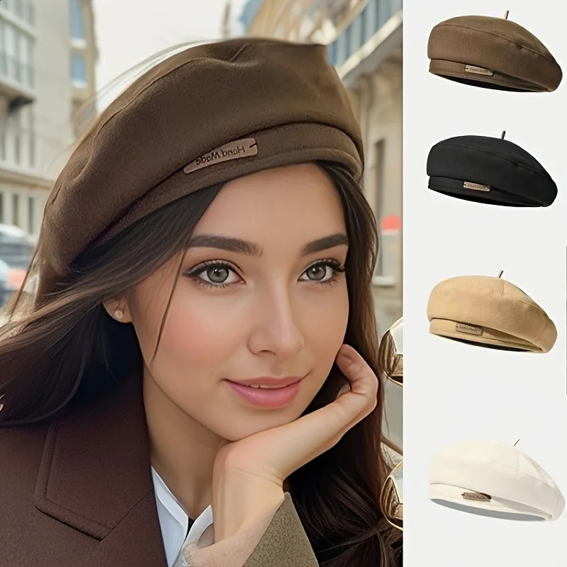 Maillard Style French Beret Hats for Women Beige Beret Hat Solid Color Cotton Beret Cap for Womens Girls Lady261016