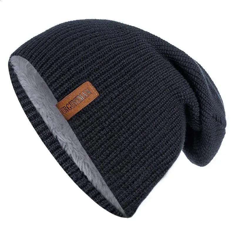 Unisex Letter Beanie Hat Leisure Add Fur Lined Winter Hats For Men Women Keep Warm Knitted Hat Fashion Solid Ski Bonnet Cap261016
