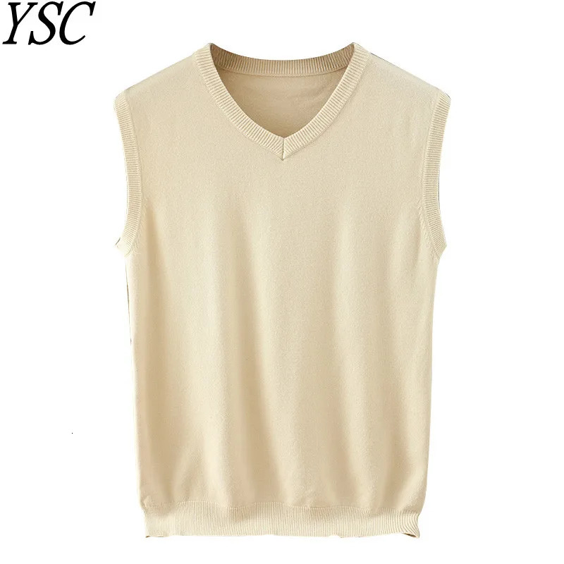 Classic style Men's knitting Cashmere Wool blend Vest Vcollar Loose Solid Color Highquality Soft Keep Warm Sleeveless Sweater 260928