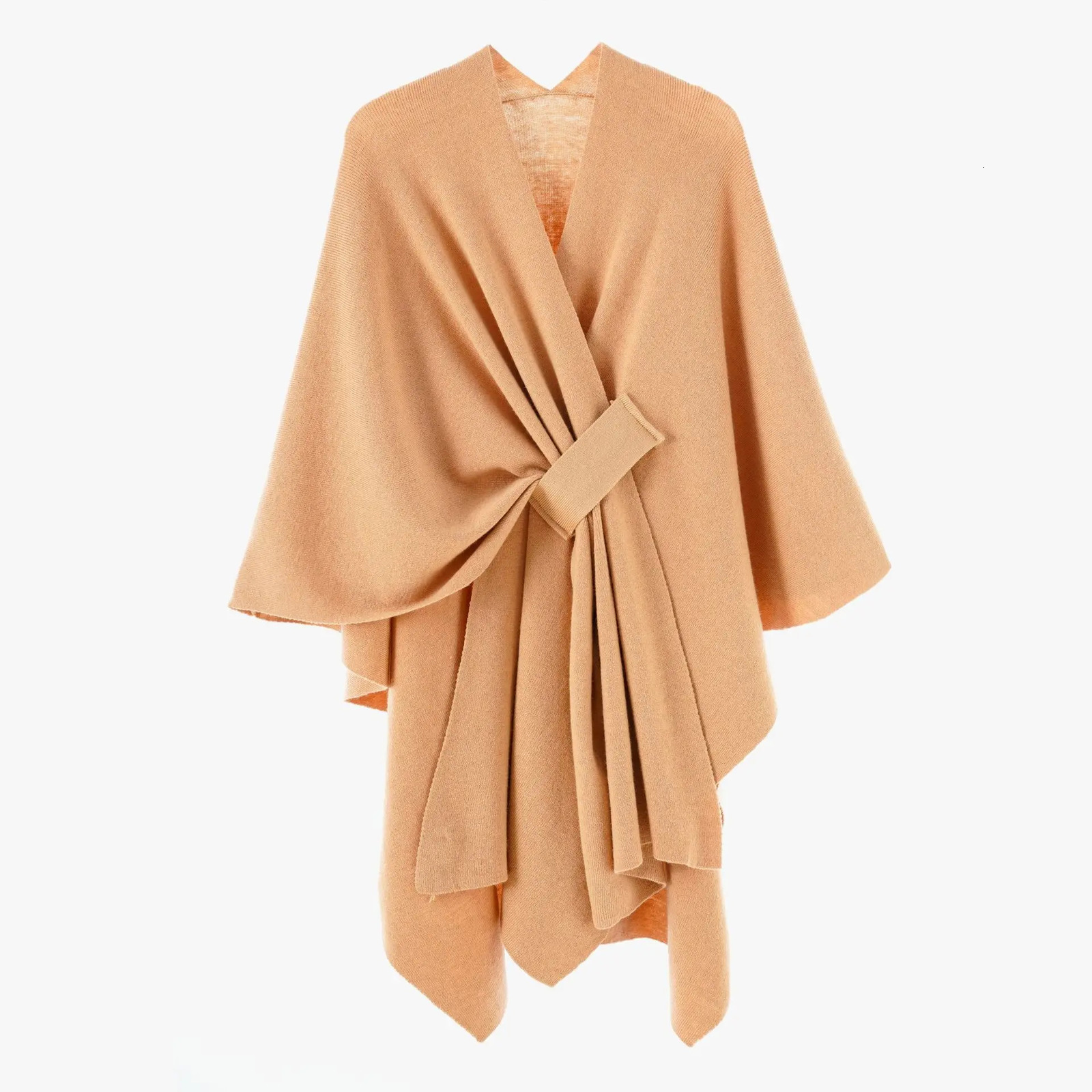 Women's Wool Shawl Wrap Thick Oversized Cape Poncho Minimalist Warm Winter Outerwear 261015