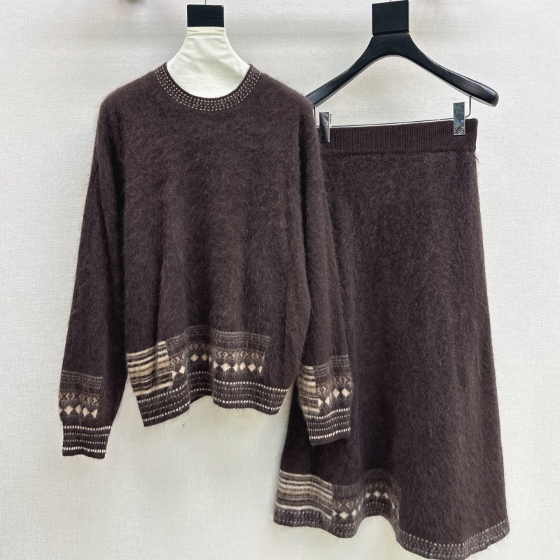 Two Piece Pants women's Designer Two Piece Pants for woman luxurious Two Piece Sets suit Spring and Autumn Style Metal Ring Collar Knitted Card