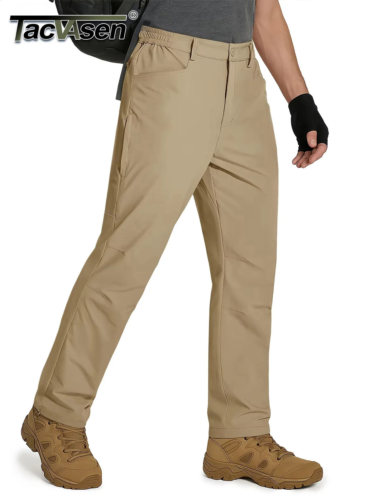 TACVASEN Mens Tactical Waterproof Work Fishing Straight Pants Lightweight Quick Dry Hiking Trousers Stretchy With Side Pockets 261017