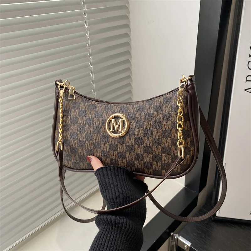 Cross Body Vintage Style Handbag Crossbody Bag Gold Letter 'M' Design Pu Leather Shoulder Messenger Bag Synthetic Leather Tote Bag Purse H