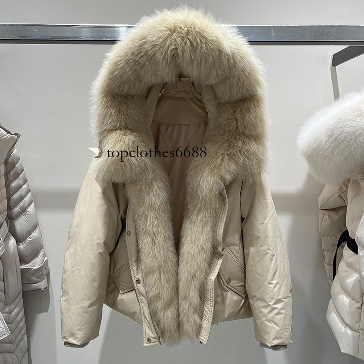 2026 Winter New Luxury Fox Fur Collar Hooded Down Jacket Women's Short Loose Thickened Warm Parka Coat