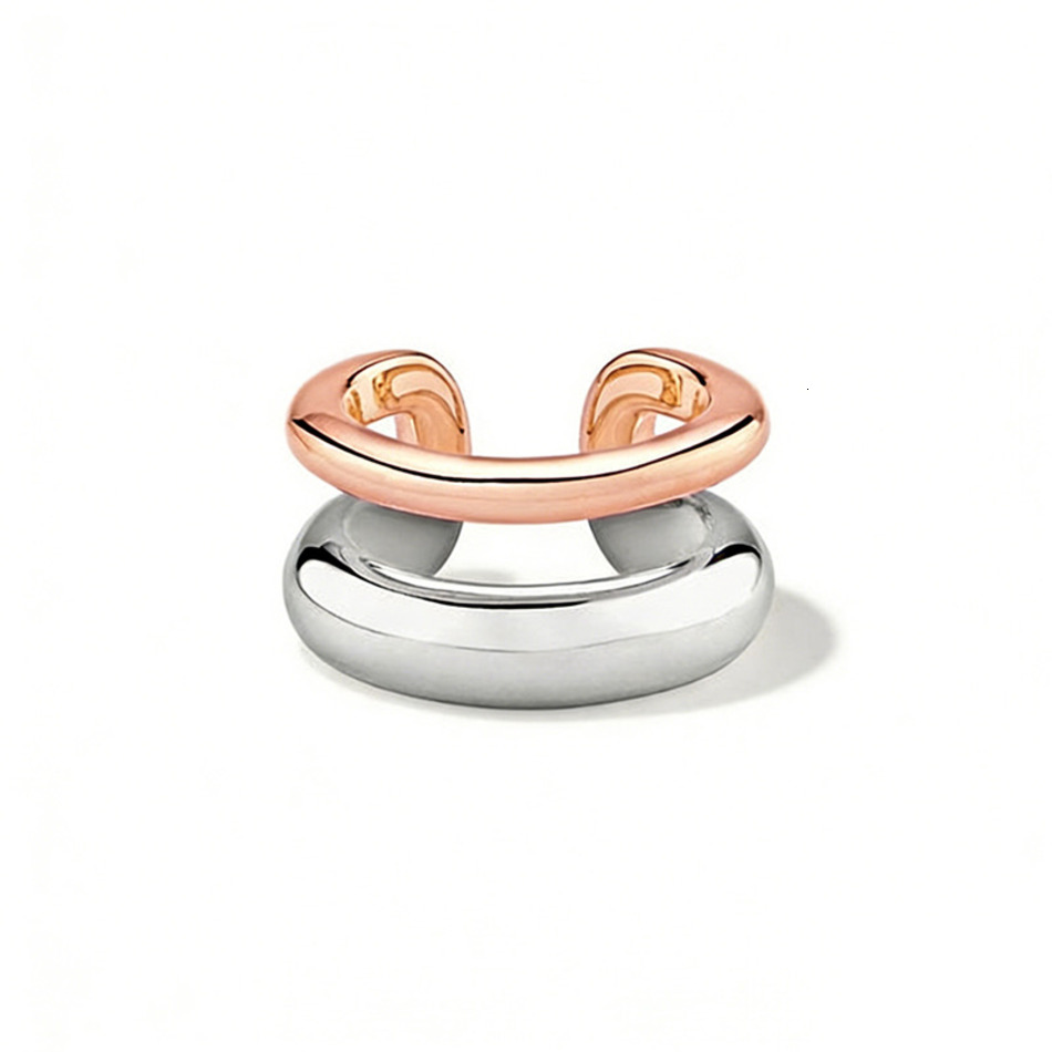 2026 New 925 Sterling Silver cologne perfume Bicolor Two Tone Cuff No Piercing Double Band Ear Clip Fine Jewelry For Women Fashion Designer Earrings