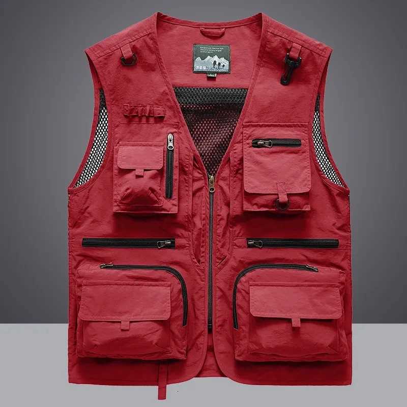Unloading Summer Men Men's Vests Tactical Vest Coat Casual Men's Photographer Waistcoat Mesh Work Sleeveless Jacket Tools Pocket Vest 5XLW