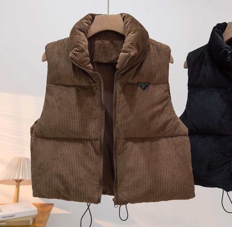 Women Sleeveless Vest Jackets Luxury Winter Fashion designer Cotton Vest Coats women Stand Collar Warm Waistcoats Clothing