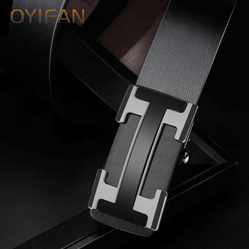 Genuine OYIFAN Men's Top Quality Leather Belt Men Leather Belts Size 105-160cm Automatic Belt Leather Belt for Men M261016