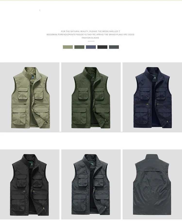 Leisure Men's Men's Vest Vests Jacket Solid Color Tooling Clothes M-8xl Waistcoat Thin Fishing Hiking Multi-pocket Casual Loose Vest For M