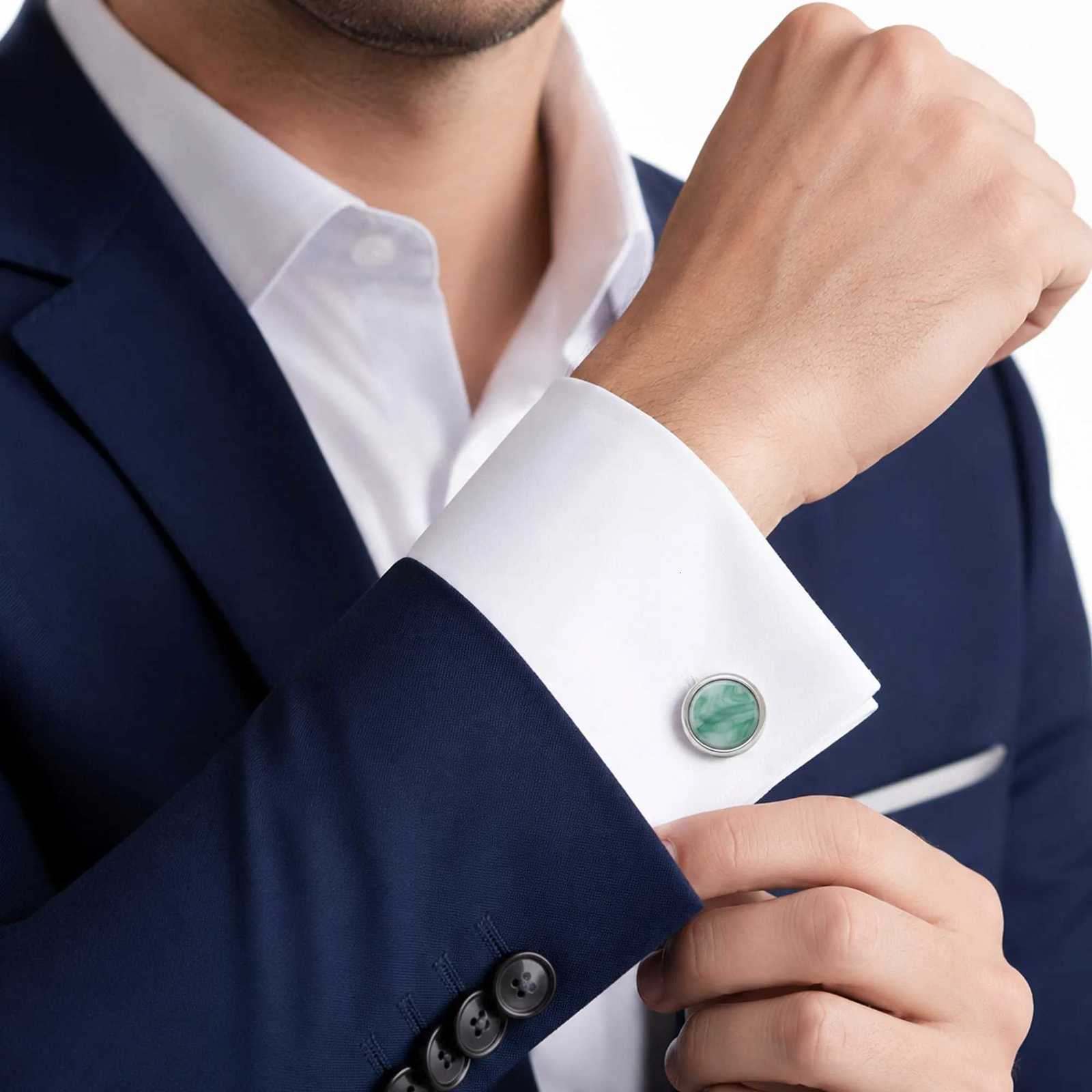 Links TOMYE Men's Cufflinks Cuff Luxury Imitation Jadei Round Brass Formal Business Shirt Cuff Links Wedding Gifts Customized JewelryW261017