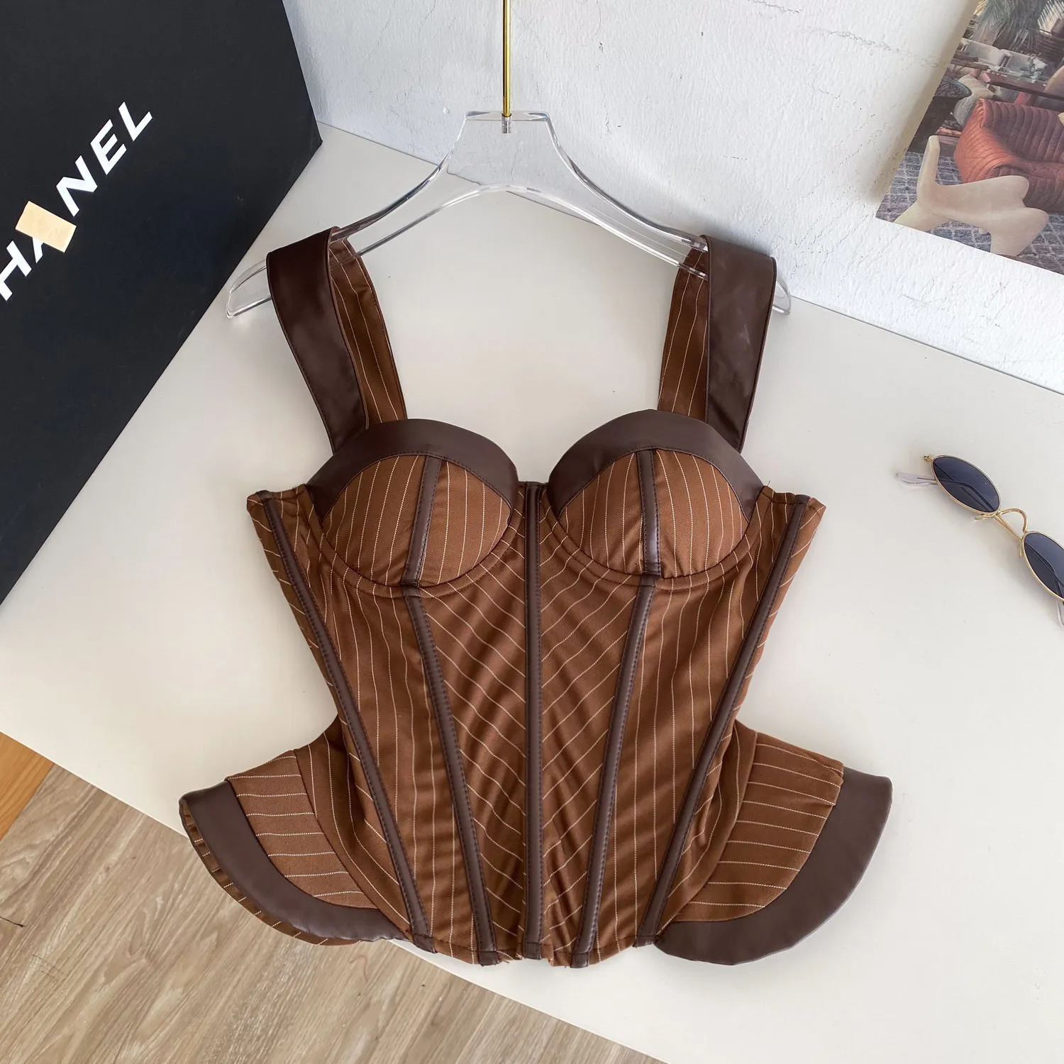 vintage ruched striped Camis Sexy Fashion Tank Top Slim Corset Bustier Summer Women Party Crop Outerwear 261016