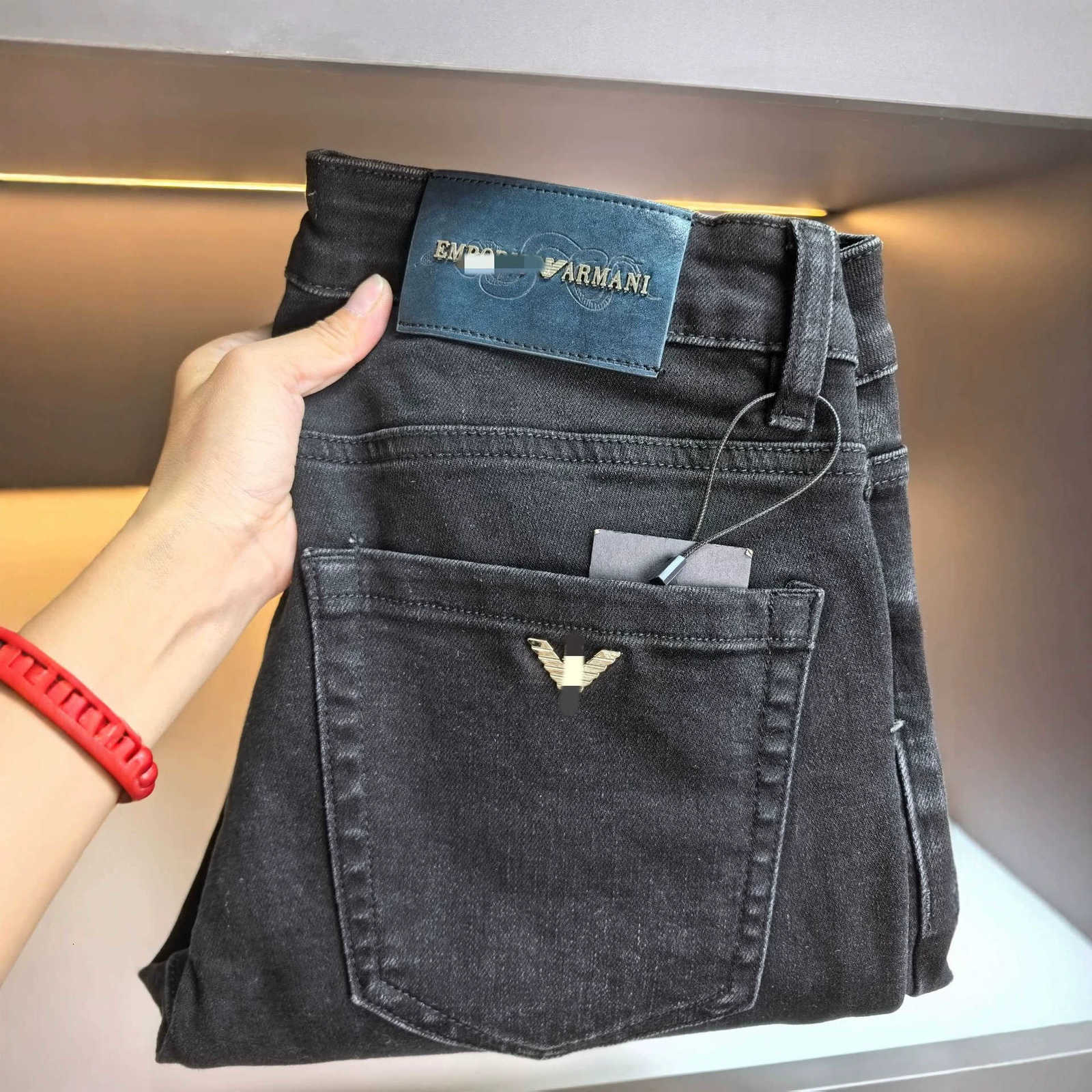 designer Men's Jeans Classic Eagle Black Grey European Style men Jeans Slim Stretch Washed Mid-Rise Straight Leg Casual men Long Pants Summer 2