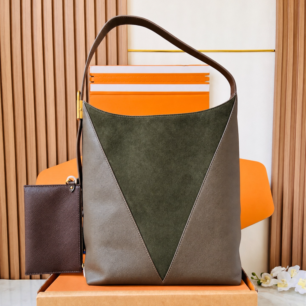 V-Panel Hobo Shoulder Bag Calfskin Suede Leather Spacious Minimalist Chic for Daily Commute Top-Tier Designer New Arrival