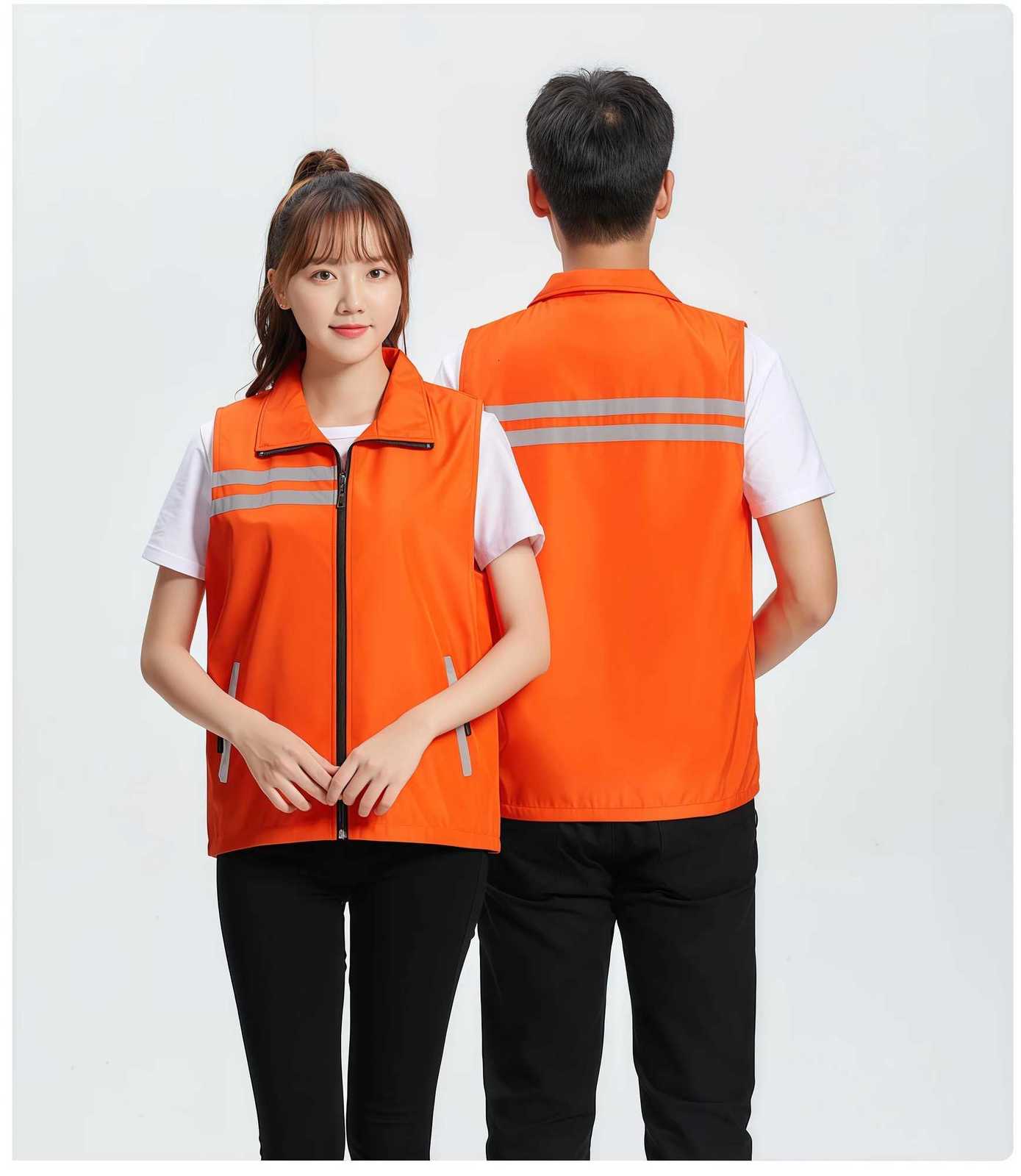 Sanitation Universal Men's Volunteer Vests Emergency Management Work Jacket with Solid-Color All-Season Work Wear Fluorescent ColorW261017