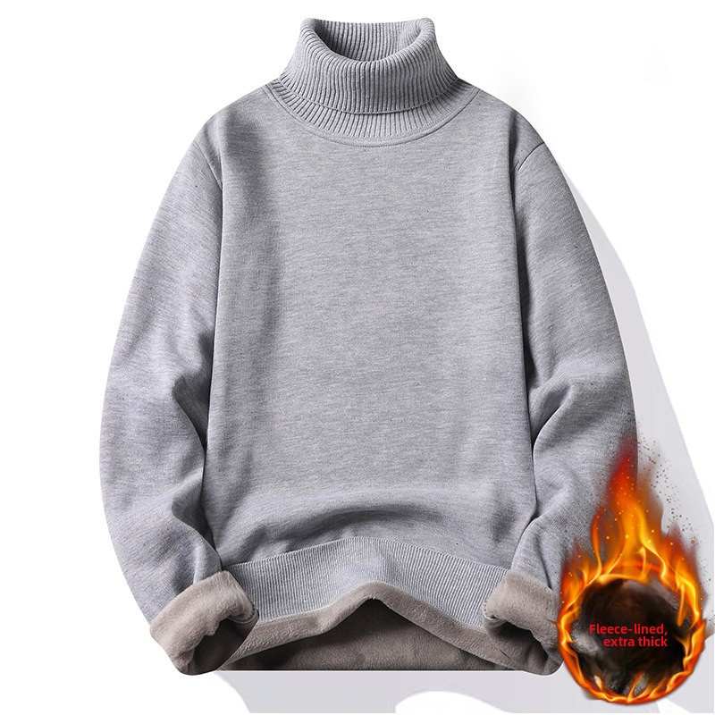 Turtleneck Sweater For Men, WinterT, Fleece-Lined, Thickened, New Style, Knitted Turtleneck, vintage sweatshirtCasual knit sweater , Honglu