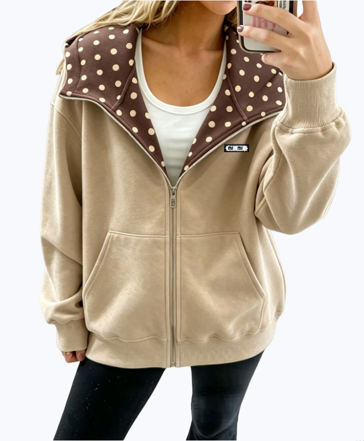 Designer Luxury Womens Hoodies Casual polka dot sweater hoodie jacket Zip Up Hoodie Spring Autumn Casual Outerwear Jacket Yoga Sports