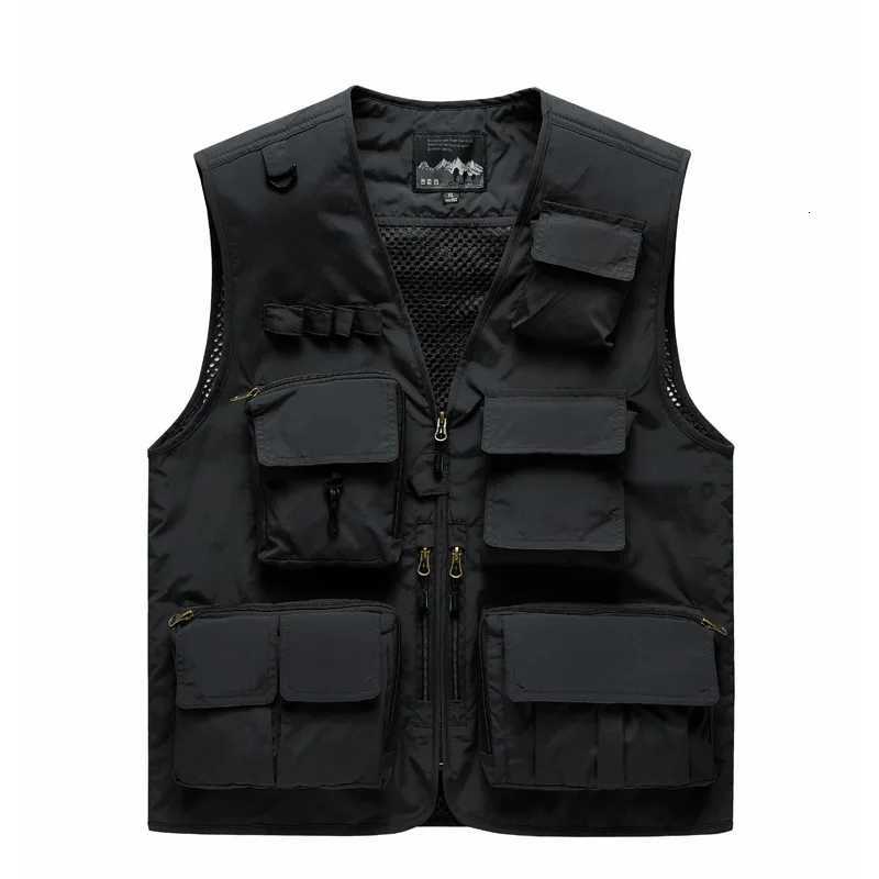 Men Men's Vests New Trendy Outdoor Mesh Fishing Photography Breathable Vests Coats Men Multi-pockets Waistcoats Climbing Sleeveless JacketsW261
