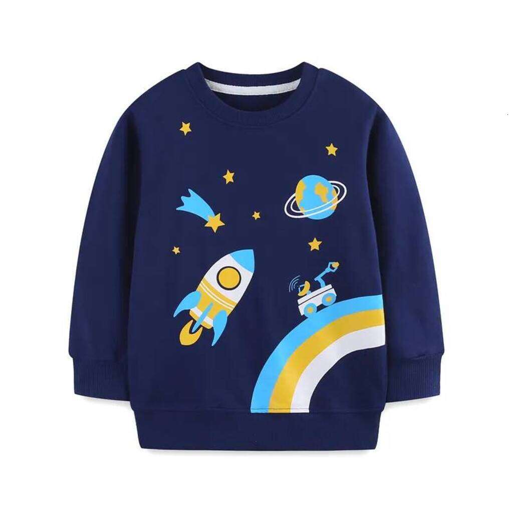 Girls Hoodie Jumping Meters 2 7T Boys Sweatshirts With Rockets Space Print Fashion Cute Children's Sport Shirts pullover Kids Autumn Spring Clo