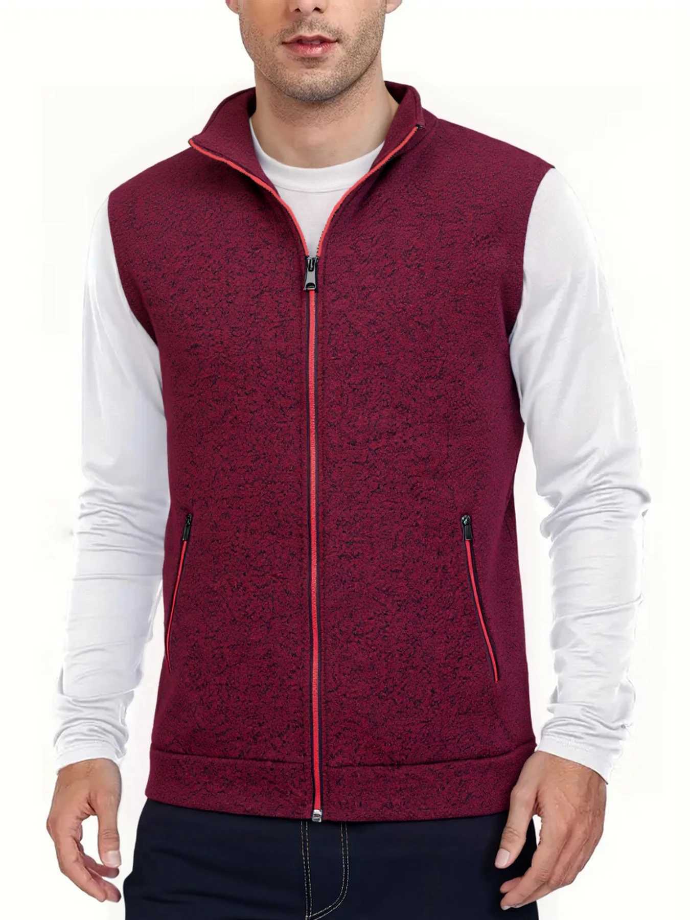 and Men's Vests Winter Autumn Fashion Men's Zipper Vest Jacket Casual Warm Standing Collar Sleeveless Coats Men Streetwear Jacket Vest Top