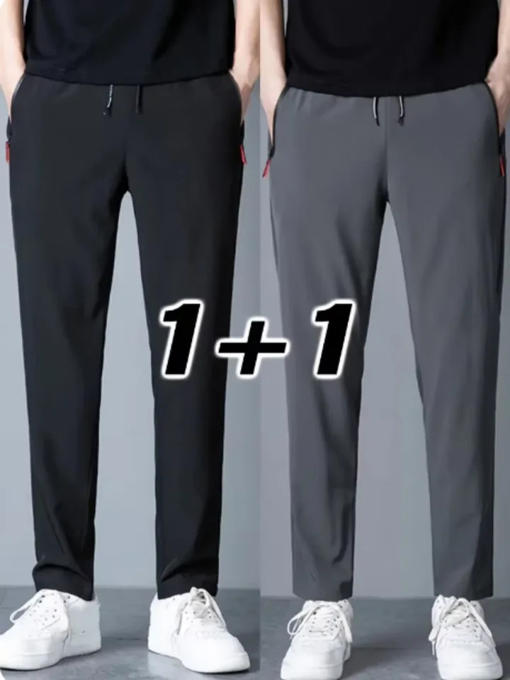 2 Pieces Men's Casual Pants Stretch Elastic Waist Jogger Korean Classic Blue Black Gray Male Trousers Plus Size 261012