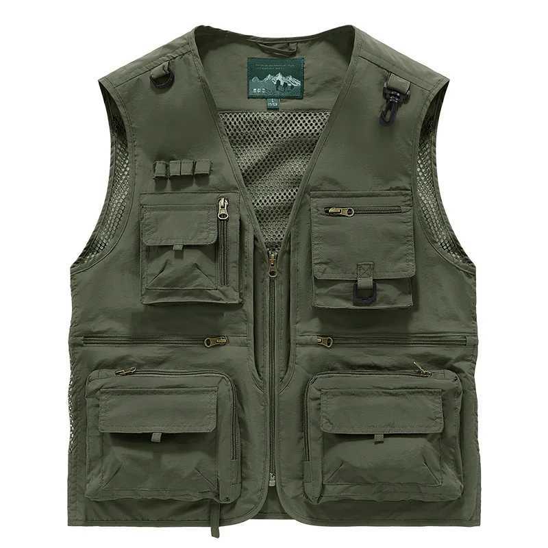 Men Men's Fashion Vests New Multi-pockets Fishing Photography Vests Coats Men Outdoor Mesh Breathable Waistcoats Climbing Sleeveless JacketsW26
