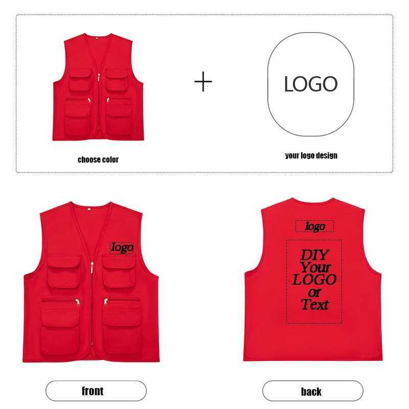 Vests 2025 Work and Men's leisure all-match summer new unisex vest multi-pocket vest custom printed brand textW261017