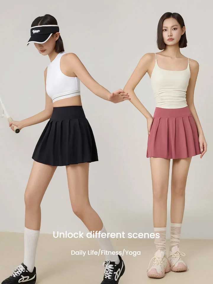 Quick Summer Skort Skirts Women's Dry Sports Skirt Anti-Exposure Pleated Tennis Skirt With Back Pocket For Fitness Running Skirts W261017