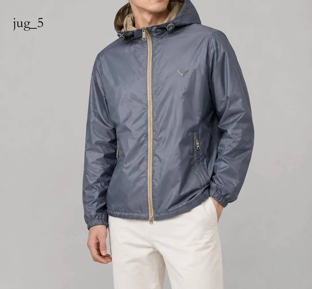 Triangle Designer Milan P Brand Double Sided Reversible Hooded With Chest Triangle Logo New Outdoor Sports Windproof Jacket pradmen jacket a69