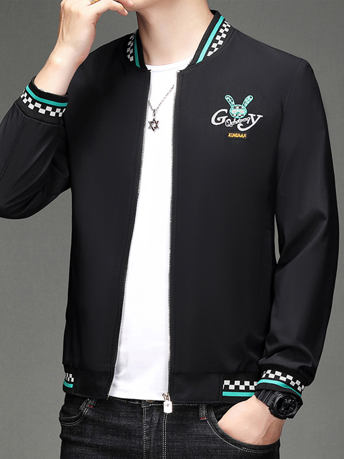 Men 2026 New High End Embroidered Baseball Jacket European Korean Style Trendy Casual Coat Soft Breathable Handsome Daily Street Outerwear For Men