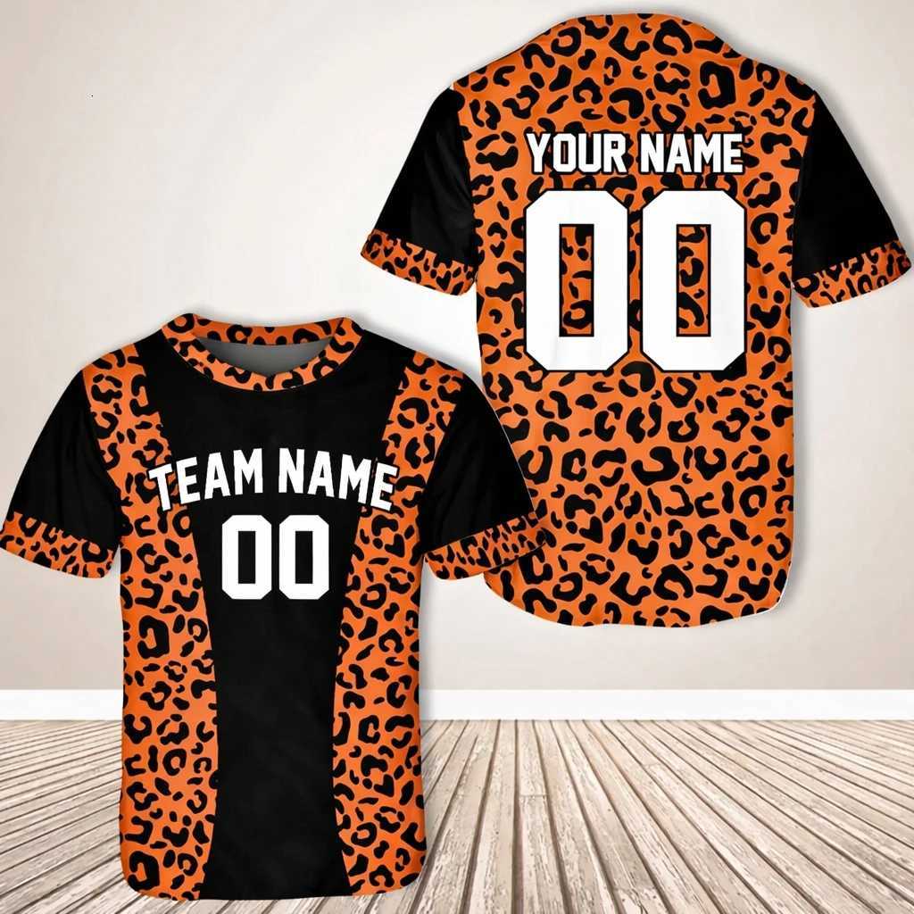 Print Men's T-Shirts Custom Leopard Baseball Men Women Round Neck Team Name Number Sports Shirt Personalized Uniform Top Gift Custom TeeW261017