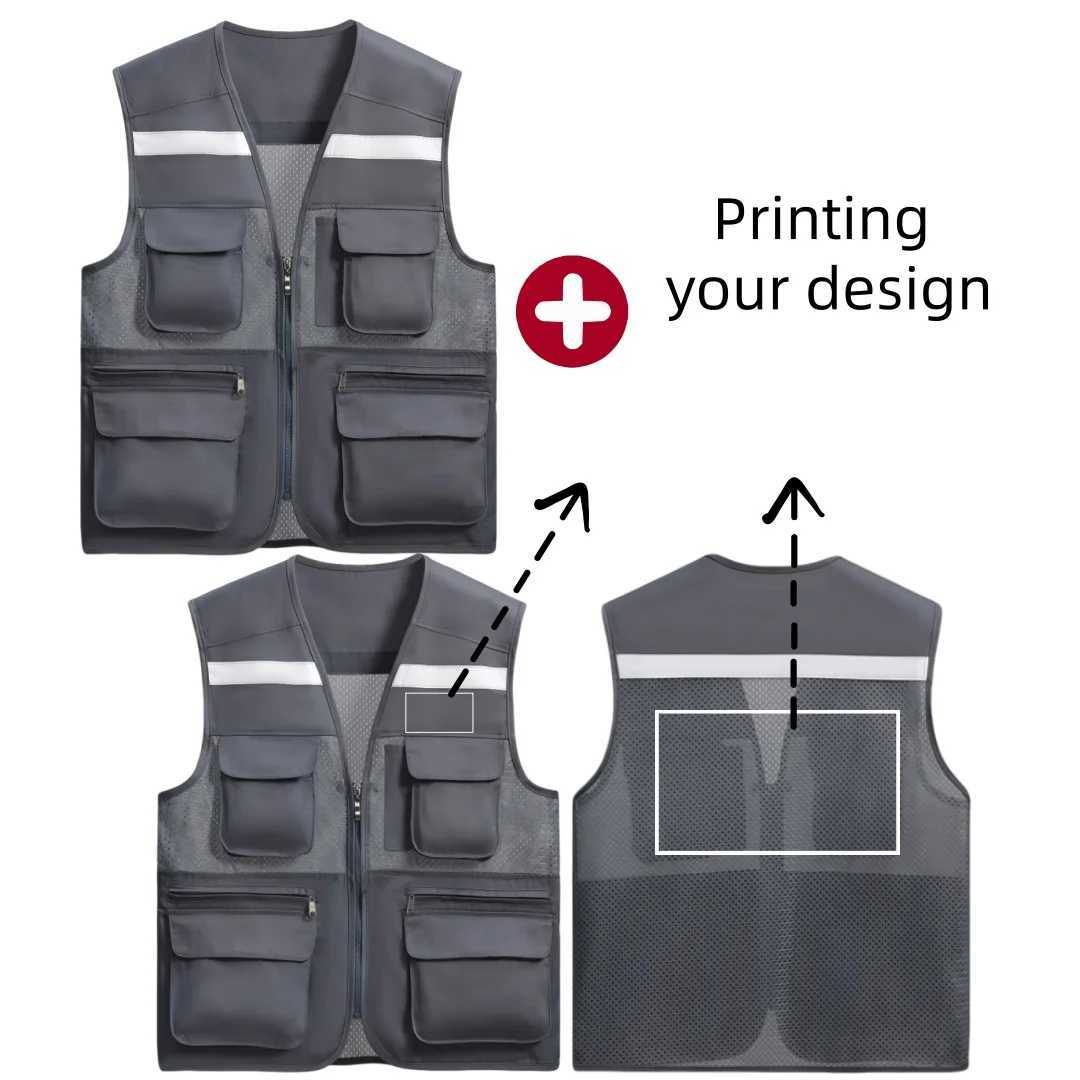 Vests New Summer Mesh Men's Work Vest Breathable Outdoor Work Vest Multi-Pocket Business Event Vest Construction Site VestW261017