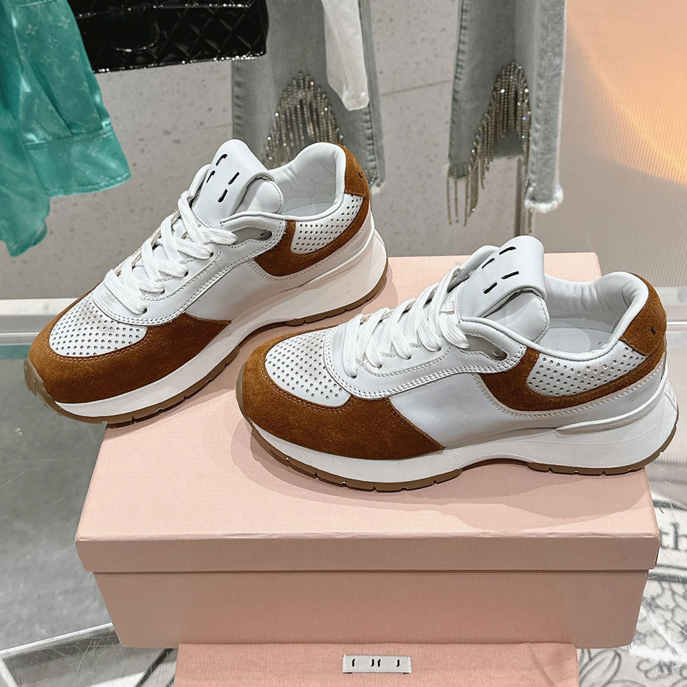Leather Sneakers Womens Luxury Designer Platform Sneaker Fashion Lace Up Casual Sneaker Classic Breathable Outdoor Running Sneaker Leather Lining Si