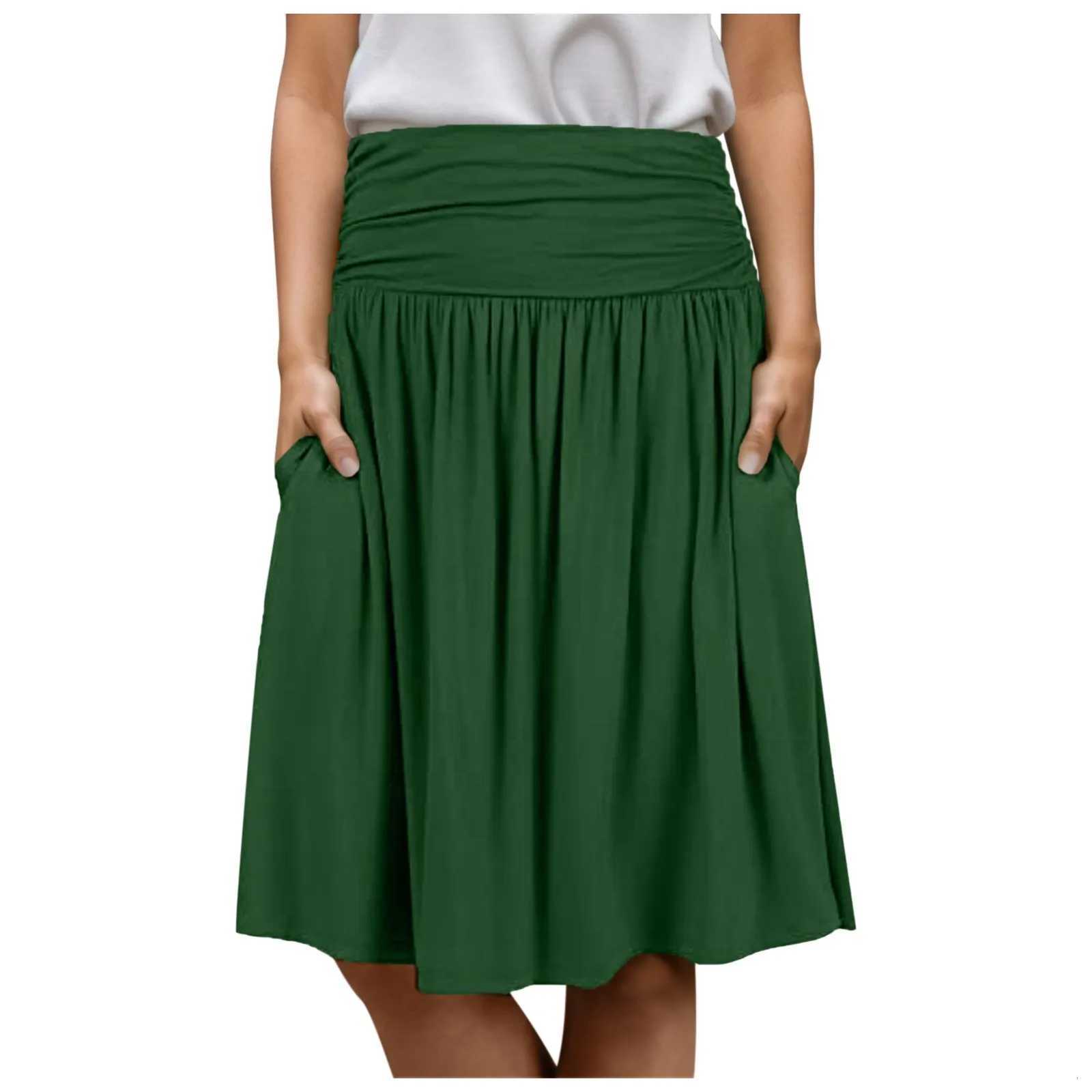 Trendy For Women Skirts Skirts Summer Regular Skirt With Pockets Below The Knee Length Ruched Flowy Midi Skirt Women'S Clothing W261017