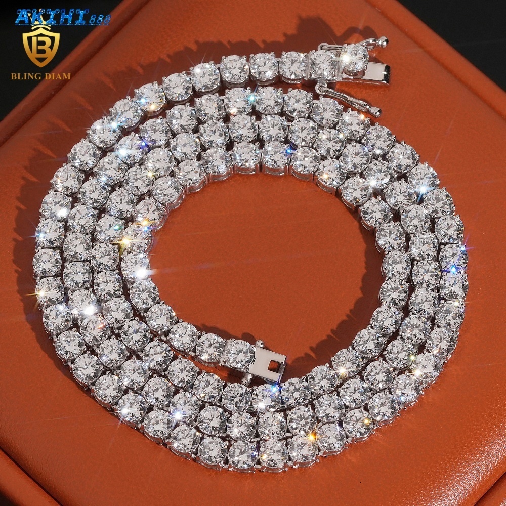 Factory Direct 4mm Lab Grown Diamond Tennis Chain 925 Silver Tennis Chain